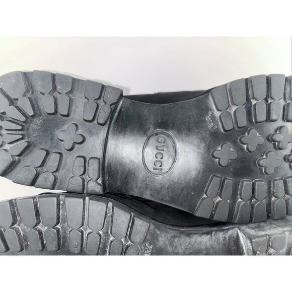 Gucci Men horsebit Loafers slipon US8 1/2D Black suede lug sole solid Gorgeous - Picture 10 of 16